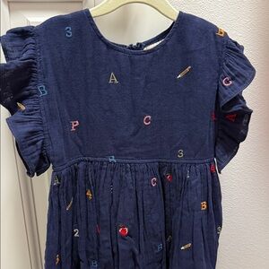 Pink Chicken Navy Dress with Colorful Embroidery